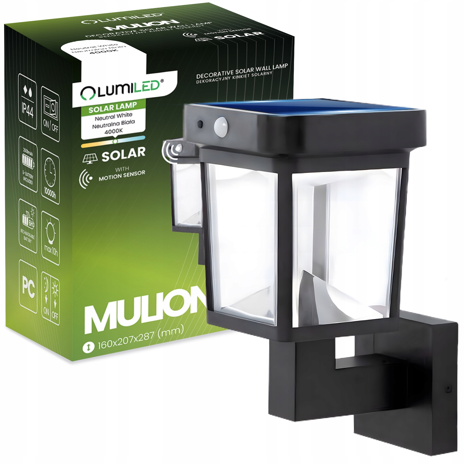 Záhradné nástenné svietidlo v čiernej farbe Lumiled s integrovaným 4,5W LED zdrojom